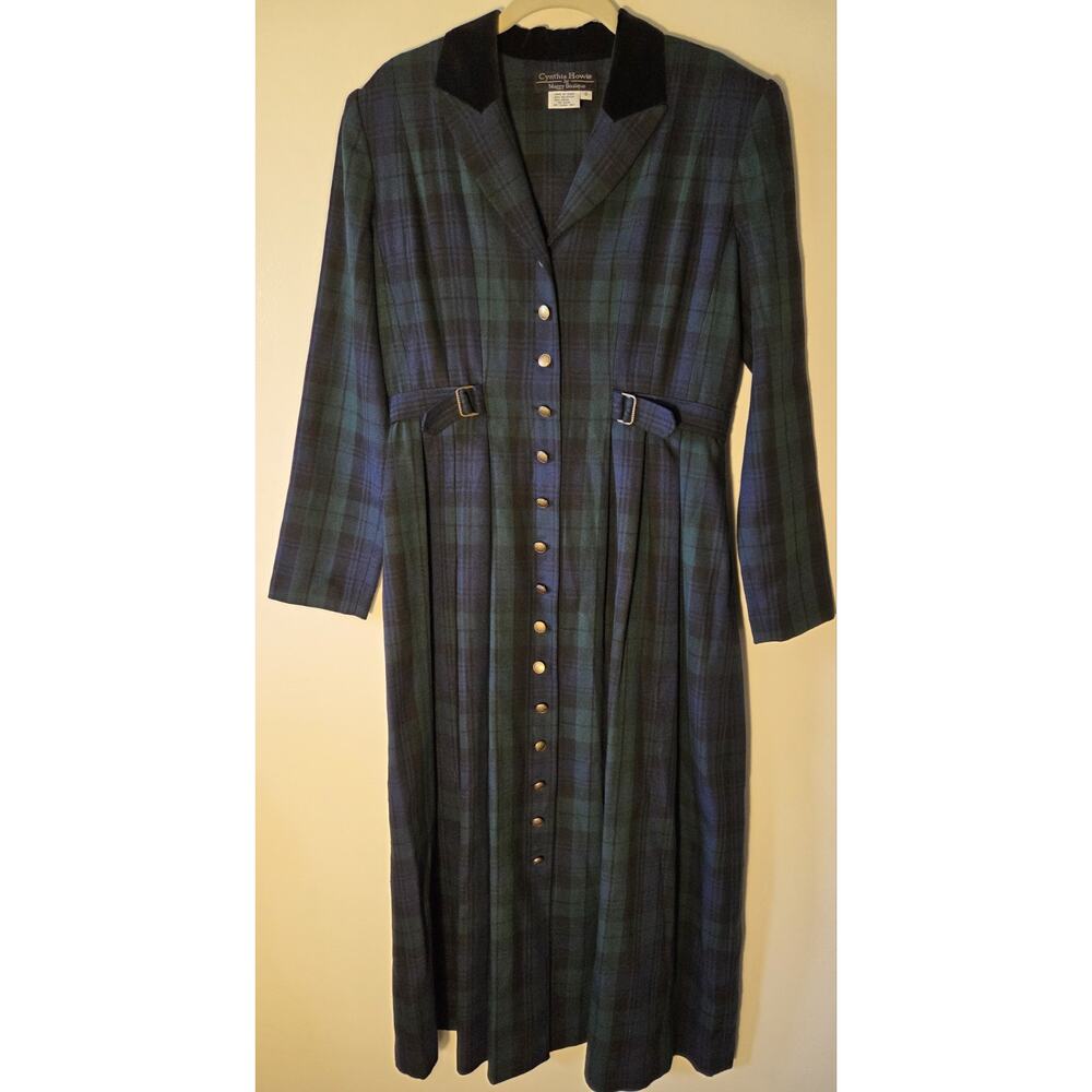 Cynthia Howie Dress Sz 6 Button Front Pleated Maxi Academia Collegiate Hogwarts